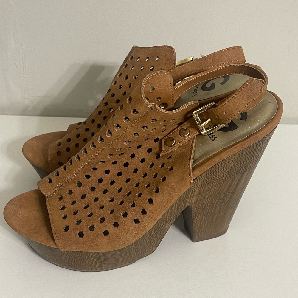 Guess Women's Stylish Brown Wedge Sandals Size‎ 8.5